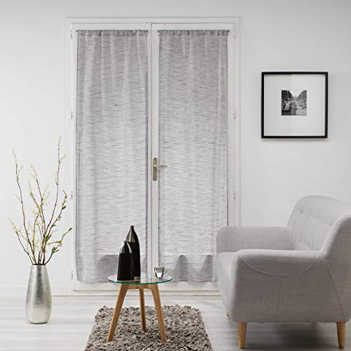 Douceur d'Intérieur Pair of Straight Curtain Rings 2 x 70 x 240 cm Woven Milza Anthracite, W 27.6" x L 94.5" (1 Panels)