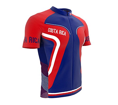 ScudoPro Costa Rica Full Zipper Bike Short Sleeve Cycling Jersey for Men - Size 4XL Multicolored