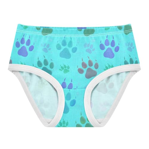 Cute Animal Paw Prints Blue Little Girl Panties Girls Underwear Toddlers Cotton Fun Briefs Girls Undies 2t