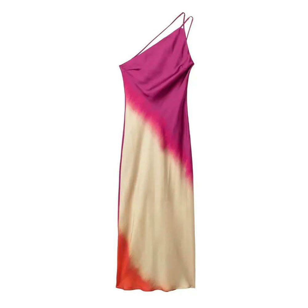 gonne da Donna Donnette Lunghe Donne Abiti Asimmetrici Senza Schienale Signore Fuori Spalla Vestito Estivo Midi-Rosso-s