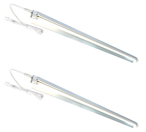 2-Pack T5 HO Grow Light - 1 Bulb Light System - Fluorescent Hydroponic Indoor Fixture Bloom Veg Daisy Chain with Bulbs (4 Foot & w/ Reflector (DL8041R 2pack), Cool White | Vegetative)