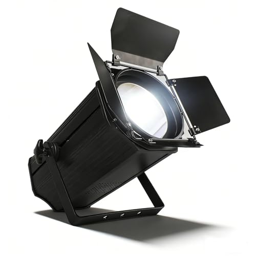 SHEHDS 200W COB Stage Lights with Barn Doors, LED Par Lights Linear Zoom Spotlights Wash, Warm White(3000k) & Cool White(5700k), DMX512 Sound Activate