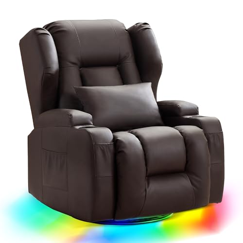 URRED Power Swivel Rocker Recliner Chair with Massage and Heat, Set of 1