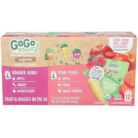 GOGO SQUEEZ Organic Berry Boulder & Pedal Peach Fruit & VeggieZ Blend, 38.08 OZ Cover
