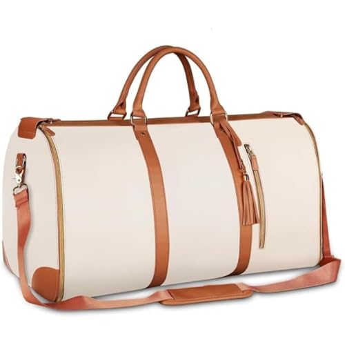 Qfmr 大容量収納バッグ 旅行用バッグ 持ち運びに便利 形が崩れない 折りたたみ可能 男女兼用 複数の衣類を収納可能 (ホワイト,56*30*33cm)