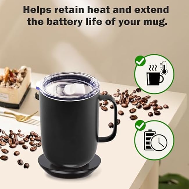 2 Pack Magnetic Slider Replacement Lid Compatible with Ember First and Second Generation Mugs 14 oz, Splash-Proof, BPA Free