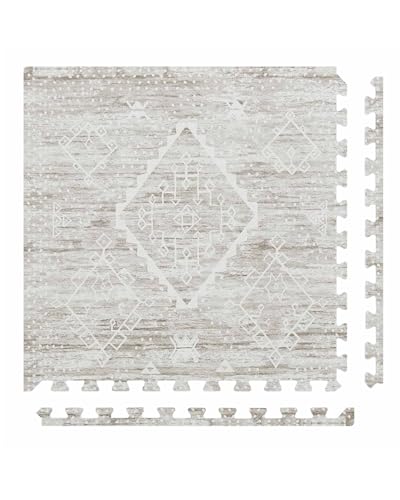 Image of House of Noa Play Mat – 4x6 Driftwood Ula – Set of 6 Tiles – Cushioned EVA Foam Play Mat for Floor, Soft Interlocking Mats for Hard Floors