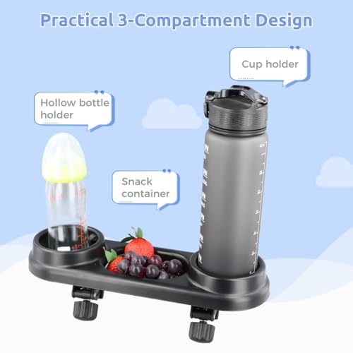 3-in-1 Snack Tray for Strollers, Organizer with Cup Holders and Non-Slip Clip for Flat Handrails4