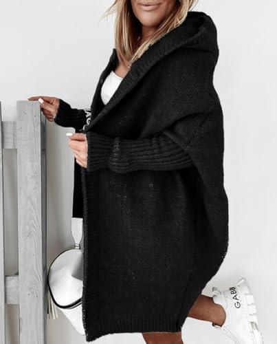 LOAIHA Women Chunky Hooded Cardigan Sweaters Fall Winter Trendy Oversized Open Front Long Sleeve Cable Knit Outerwear Coat3