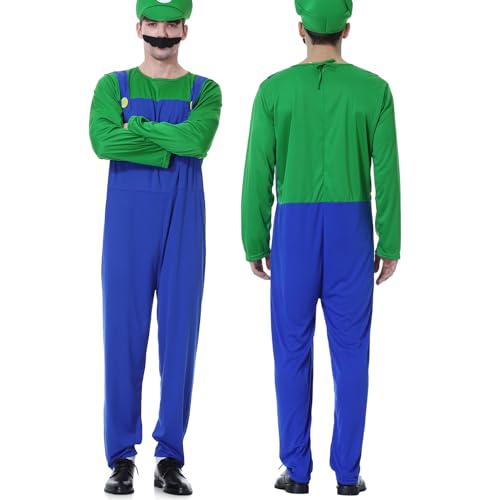 VISVIC Disfraz de Super Mario Luigi Bros Cosplay, Cosplay Disfraz Unisex Para Hombres, Mujeres, Adultos, Niños, Adolescentes, Nuevo