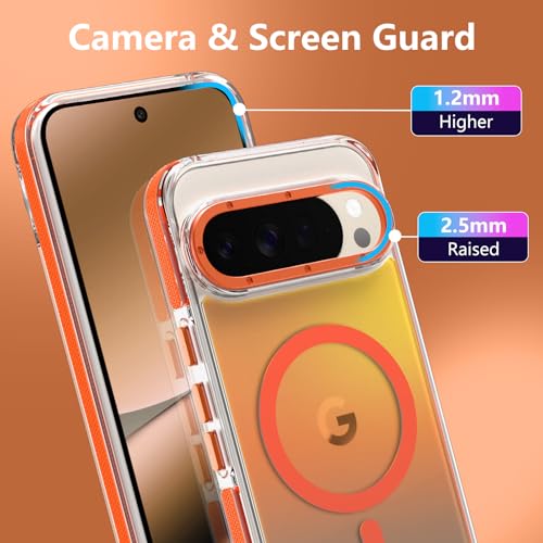 Image of Magnetic Case for Google Pixel 10 Pro XL [Compatible with Magsafe] [Cute Fashion Fluorescent Design] Shockproof Slim Translucent Matte Case for Pixel 10 Pro XL 6.8 inch, Orange
