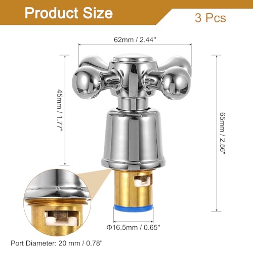 Poignées de robinet de douche en alliage argenté durable | Lot de 3 - 3