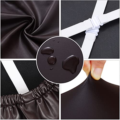 Fuloon Dining Chair Covers Set Of 4, Solid Pu Leather Waterproof And Oilproof Stretch Dining Chair Protctor Cover Slipcover thumb #4