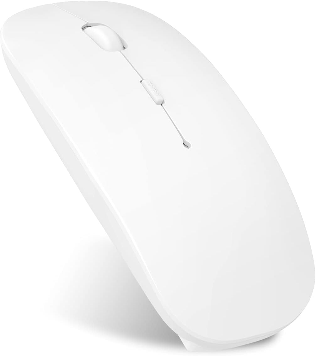 Bluetooth Mouse Wireless Mouse Mobile Mouse Optical Mouse Charging Mouse Applies for PC Computer Notebook Computer Android Tablet Vomputer Intelligent Equipment (Bright White)