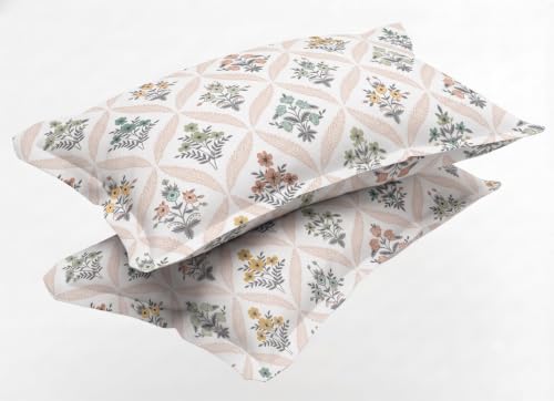 Image of IVAZA 240 TC Soft Ezyption Cotton Floral Print King Size Bedsheet - with 2 Pillow Covers, Hypoallergenic, Brethable, (Size- 90 x 90 Inch) Sage Green