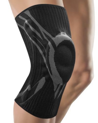 GUARVEX Kniebandage Männer/Damen, Komprimierte Kniebandage mit Patella Gel Pads & Feder Seitenstabilisatoren, Kniestütze für Laufen, Meniskusriss, Arthritis, Gelenkschmerzlinderung, Schwarz, L