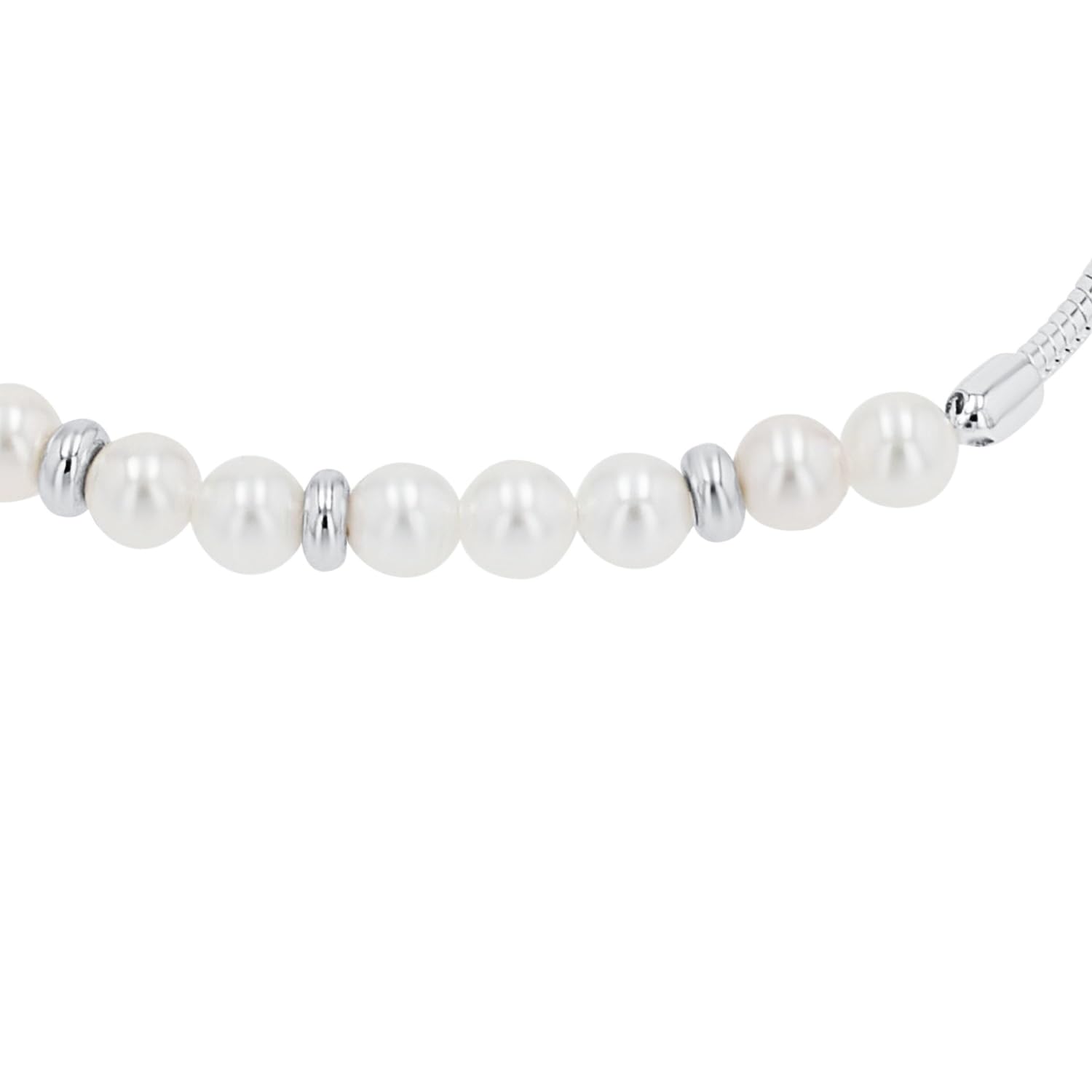 s.Oliver Armband 925 Sterling Silber Perlmutt Damen Armschmuck, mit Schmuckstein synth., Silber Beads, 17+3 cm, Weiß, Kommt in Schmuck Geschenk Box, 2039711