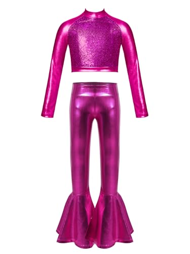 Costume danse hip-hop rose vif filles 13-14 ans avec crop top