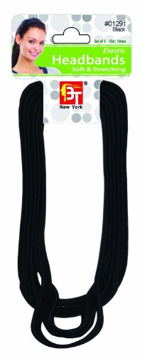 Elastic Headband Flat 10mm Black 6 Pack, elastic bands, stretchable, super stretchable, stretchy, soft material,