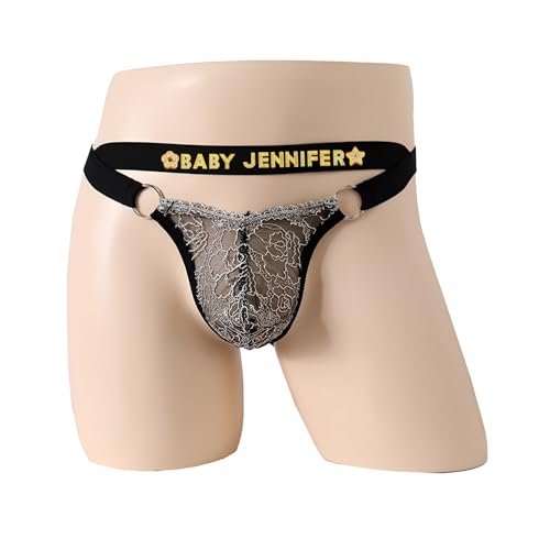 Custom Mens Sexy Thongs with Rhinestone Letters, Personalized Gifts with Name or Phrases, Exotic Lace Panties for Men2