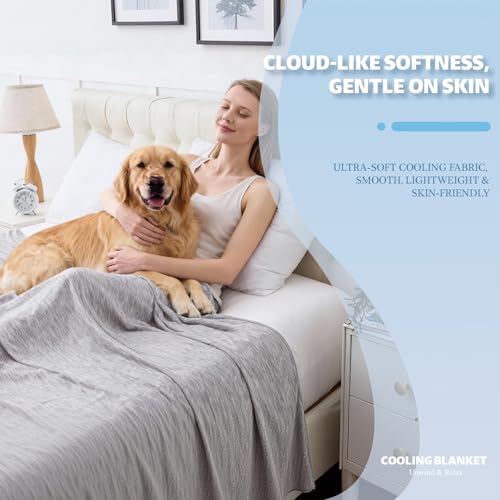 Image of Cooling Blanket Queen Size, 90 inchx90 inch Cooling Blankets for Hot Sleepers, Cold Blanket Thin Lightweight Breathable Soft for Couch Bed, Lightweight Blanket Keep Cool for Night Sweats