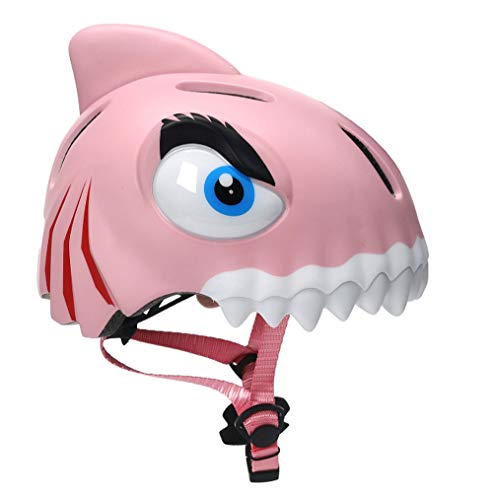 Casco de protección para niños diseño de tiburón ajustable color rosado 5
