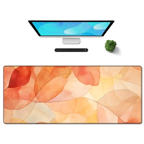 Galdas Gaming Mouse Pad XXL XL Large Long Extended Big Mousepad Non-Slip Rubber Keyboard Mouse Pad with Stitched Edges for Laptop Home Office (31.5x11.8x0.08 Inch) -Fall Leaf