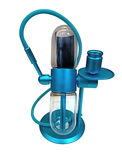 MADGROW. Cachimba “Supreme”. Shisha Moderna de Cuerpo Giratorio o de Gravedad, en Cristal/Aluminio 40 cm. 1 Manguera de Silicona Cover