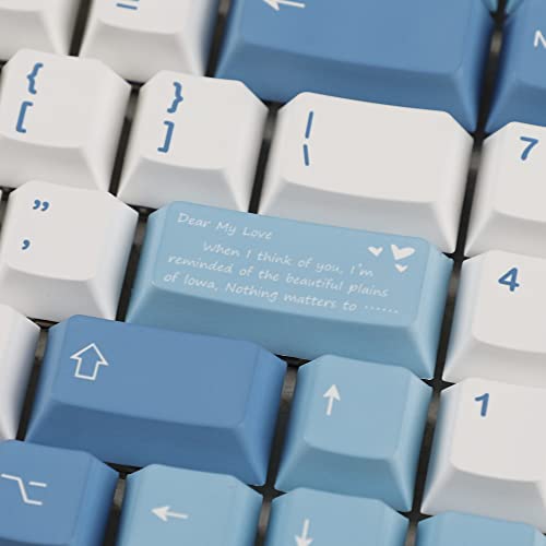 Image of YMDK 143 Sea Fog Love Letter Cherry Profile Dye Sub Thick PBT 5 Sides Mac Keycaps Set for ANSI 104 87 61 96 75 GMMK NCR80 Mx Keyboard