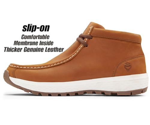 Image of SUREWAY Men's Chukka Boots,Lightweight Durability Leather Moc Toe Work Boots，Fashion Hiking,Driving Shoes,Chelsea Boots for All-Weather Comfort (Office,Casual,Dress)