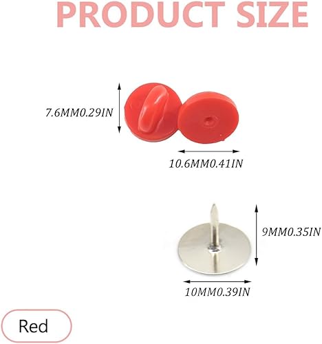 Miniatura 20 de Juego de 200 unidades/100 pines de goma de 0.394 pulgadas con pines de metal en blanco, tapa para pines de solapa, broches, corbatas, sombreros