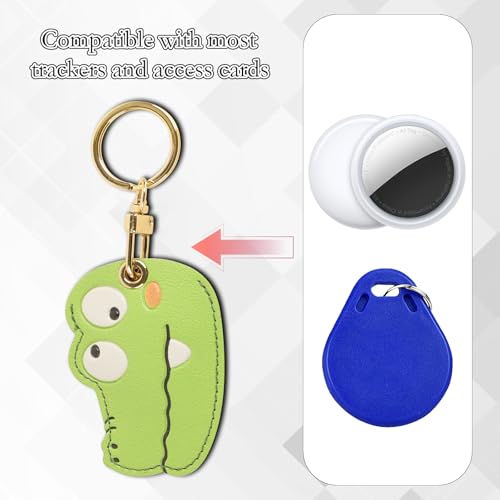 Image of Leather Keychain Case Holder Compatible with Apple AirTag, GPS Airtag Keychain Finder Tracker with Key Ring, Anti-Scratch Protective Air Tag Cover | Leather