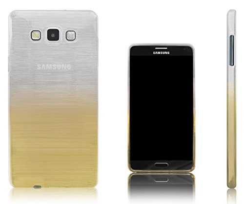 Xcessor Transition Couleur - Étui Coque Housse Flexible en Gel TPU pour Samsung Galaxy A7 SM-A700F. avec Gradient Fil en Soie La Texture. Or/Transparent Cover