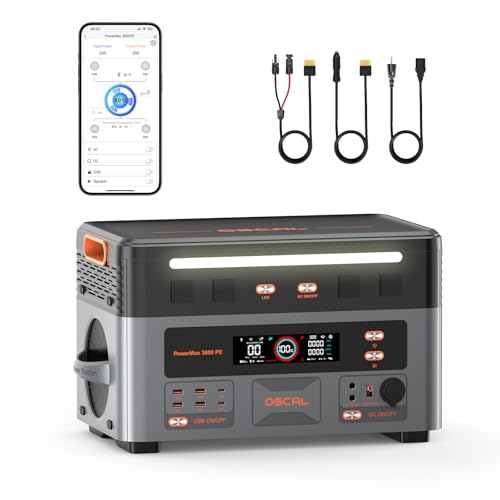 3600W Centrale Elettrica Portatile PowerMax 3600PE, 2016Wh Generatore Solare con Batteria LiFePO4, Ricarica 0-80% in 45 min, APP, UPS, Power Station per Campeggio/Camper/Casa