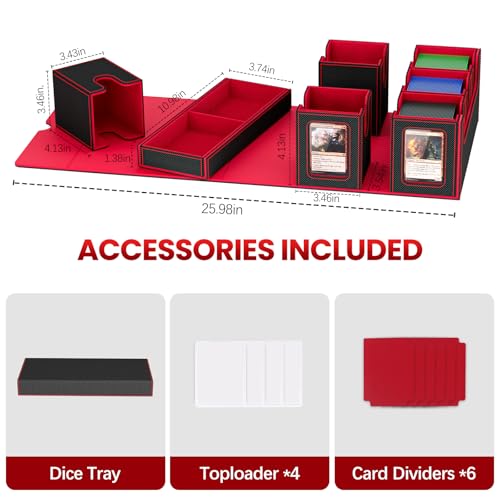 Image of Gomyrod Card Deck Box for MTG with Commander Display, 7 In 1 Card Storage Box Fits 600+ Double-sleeved Cards, Removable MTG Deck Case Fit for TCG /Sports /Baseball Cards with Dice Tray