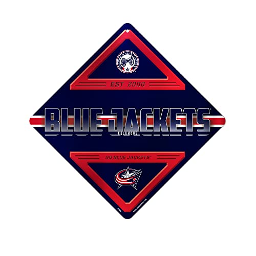 Rico Industries NHL Hockey Columbus Blue Jackets Metal Crossing Sign - Home Decor Perfect for Bedroom, Man Cave, Garage