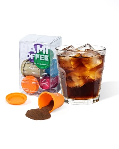 Rami Coffee Cold Brew Freeze Dried Instant Coffee Powder, Various Roast 100% Arabica, 6 Portable Flavors Taster Single Packets for Home Travel Backpacking Camping