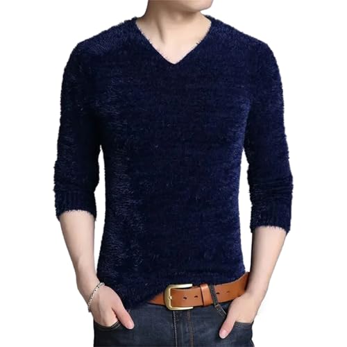 Long Sleeves Wool Sweater for Men Knit Pullover V Neck Slim Fit Lightweight Soft Jumper Top