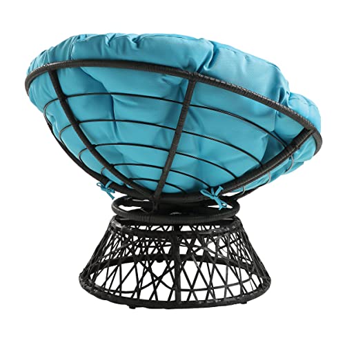 Image of OSP Designs Alloy Steel, Polypropylene, Foam, Textile Papasan Chair (Blue Cushion, Gray Frame)