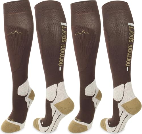 normani Sport Kompressionsstrümpfe für mehr Unterstützung und Leistungsförderung Farbe Dunkelbraun/hellbraun 2 Paar Größe 43/46