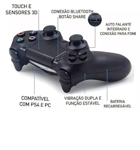 Controle Sem Fio para PlayStation 4, Bluetooth 5.0, Compatível com PC