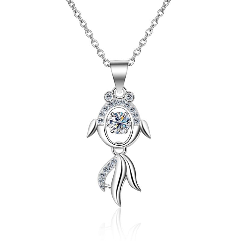 Pendentif moissanite anti-ternissement, collier poisson koi argent 925 pour femme