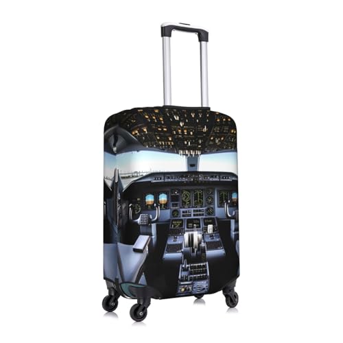 Luggage Cover Elastic Washable Suitcase Cover Dustproof Suitcase Protector Personalized Airplane Cockpit Travel Luggage Baggage Covers For 18-32 Inch, Medium, Black3