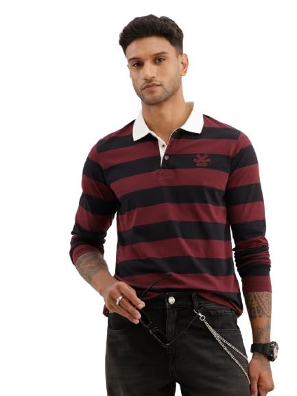wrogn Men's 100% Cotton Polo T-Shirt | Yarn Dyed Stripe Print | Slim Fit-picture-19