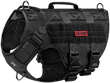 OneTigris Anti Zug Hundegeschirr Mittelgroße Hunde, AIRE MESH Taktisches Geschirr mit 2 Griff & 3 D-Ringen, No Pull Hundegeschirr Grosse Hunde, Atmungsaktiv Verstellbar Brustgeschi
