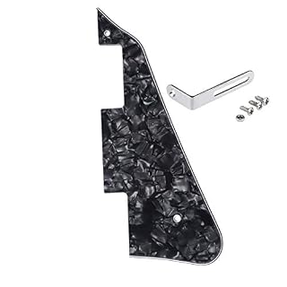 LP Guitar Pickguard avec support pour guitare électrique Les Paul (perle noire avec nickel) - Les Beatles, Paul McCartney, John Lennon, RIngo Starr, George Harrison