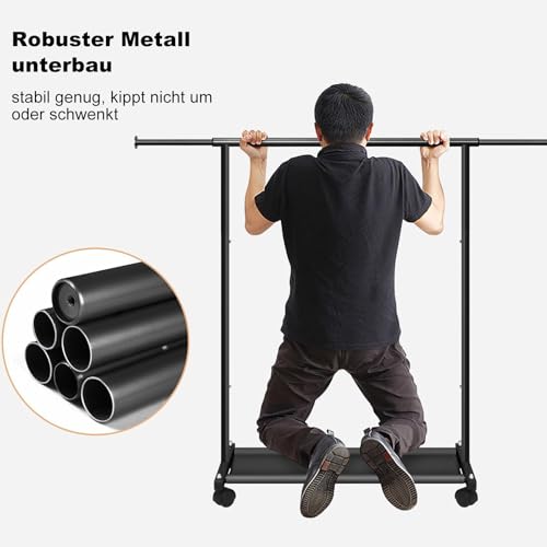 MISSLO Kleiner Kleiderständer zum Aufhängen von Kleidern, Kleiderstange Rollen Stabil für Kinder,Toddler, Baby, Kleine Mädchen, Erwachsene (Schwarz)