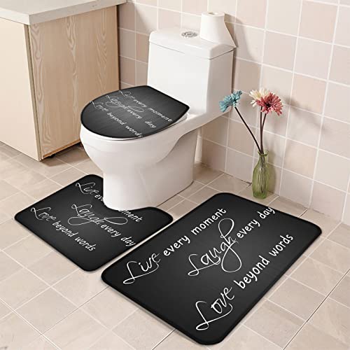 Big buy store Words Live Laugh Love Badezimmerteppich-Set mit 3 rutschfesten Konturen, U-förmigen WC-Deckelbezug und… – Bild 3
