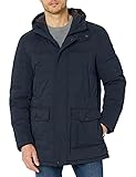 Dockers Men's Micro Twill Long Hooded Parka, Navy, Small