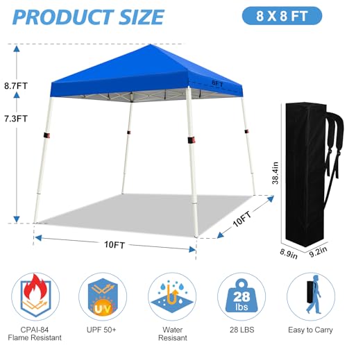 image for WEIZE 10x10 Slant Legs Pop Up Canopy Tent, 1-Button Push Setup Canopy 
